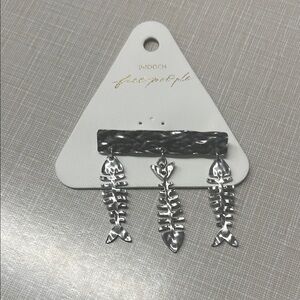Free People Metallic Fish Skeleton Brooch